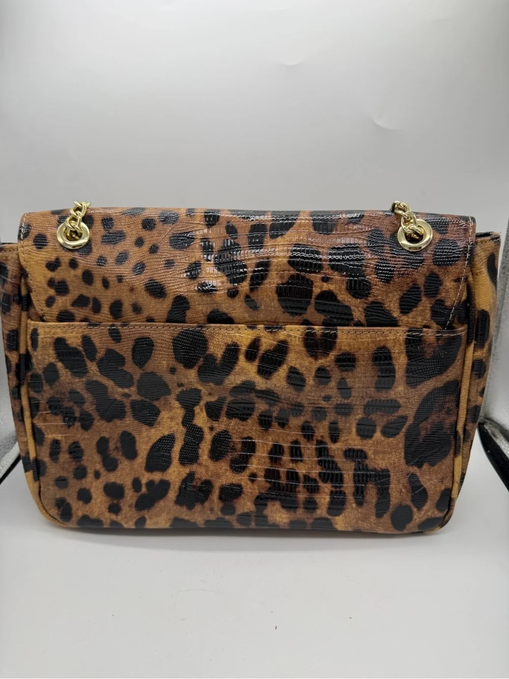 Anne Klein Leopard Print Chain Shoulder Bag
